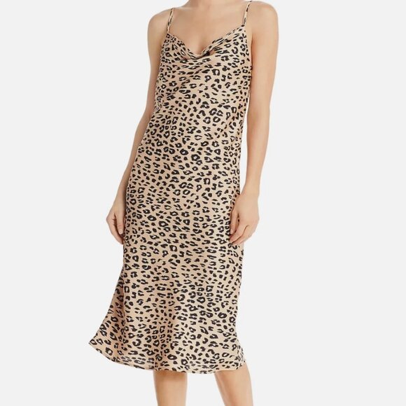 Bardot Women's Leopard Print Slip Dress Full Lining - Picture 1 of 5